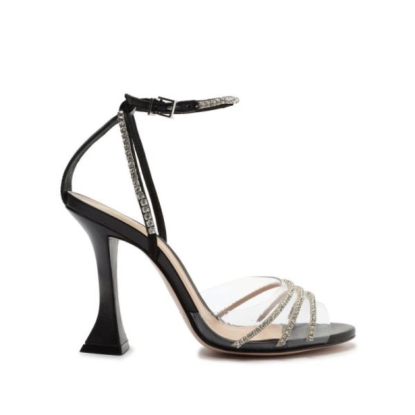 Schutz | Women's Renah Leather&Rhinestones Sandal-Black