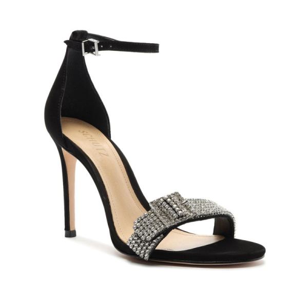 Schutz | Women's Perlah Nubuck&Rhinestones Sandal-Black