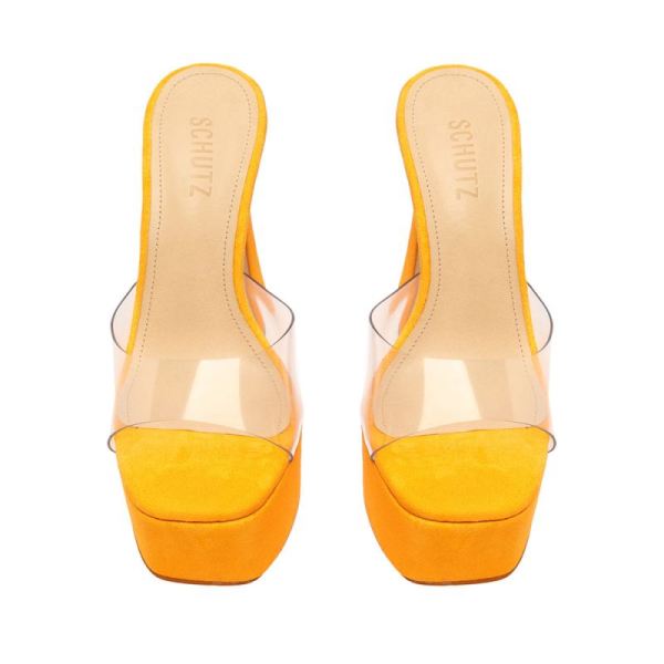 Schutz | Women's Haila Vinyl&Suede Sandal-Orange