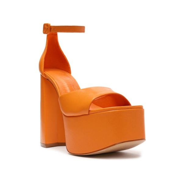 Schutz | Women's Lenne Nappa Leather Sandal-Bright Tangerine