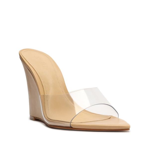 Schutz | Women's Luci Vinyl&Nappa Leather Sandal-Light Beige