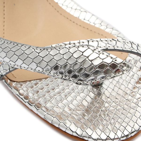 Schutz | Women's Courtney Mid Block Metallic Leather Sandal-Silver