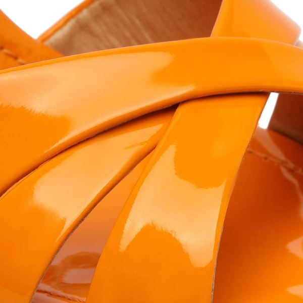 Schutz | Women's Keefa High Patent Sandal-Orange