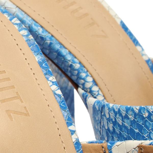 Schutz | Women's Darah Snake-Embossed Leather Sandal-Blue Snake