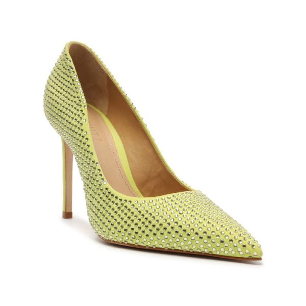 Schutz | Women's Lou Crystal Nubuck Pump-Wild Lime