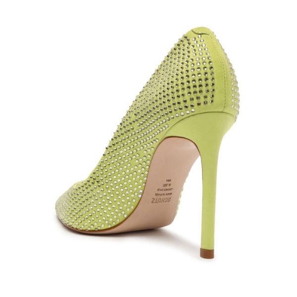 Schutz | Women's Lou Crystal Nubuck Pump-Wild Lime