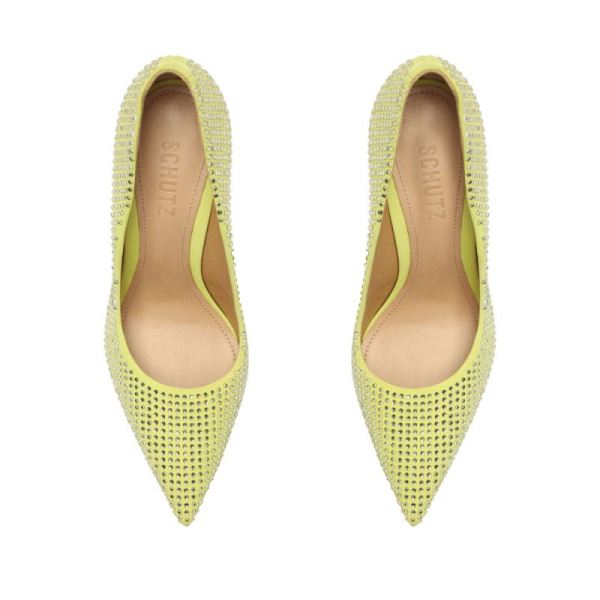 Schutz | Women's Lou Crystal Nubuck Pump-Wild Lime