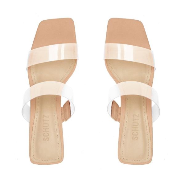 Schutz | Women's Taina Vinyl&Leather Sandal-Honey Beige