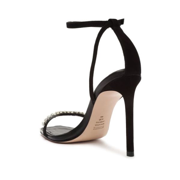 Schutz | Women's Loule Nubuck&Rhinestones Sandal-Black