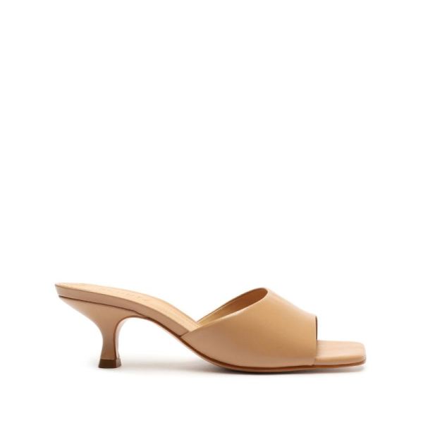 Schutz | Women's Dethalia Leather Sandal in Honey Beige Color -Honey Beige