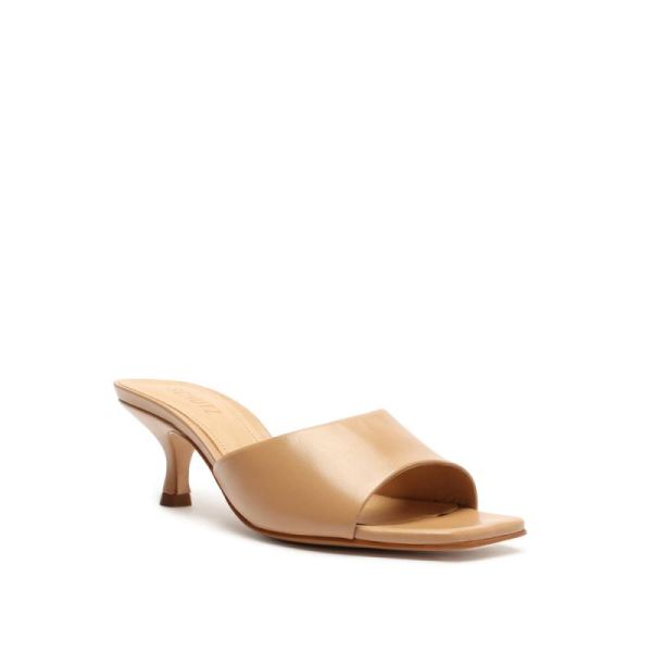 Schutz | Women's Dethalia Leather Sandal in Honey Beige Color  -Honey Beige