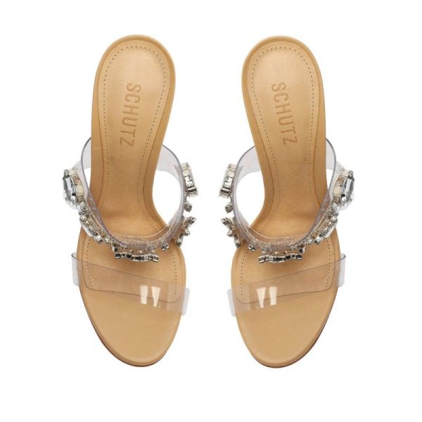 Schutz | Women's Laureen Vinyl&Crystal Sandal-Light Wood