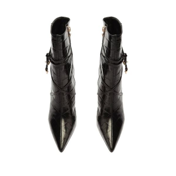 Schutz | Women's Vini Crocodile-Embossed Leather Bootie-Black
