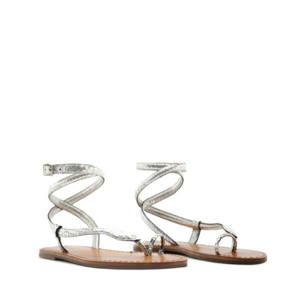 Schutz | Women's Courtney Metallic Leather Sandal-Light Silver