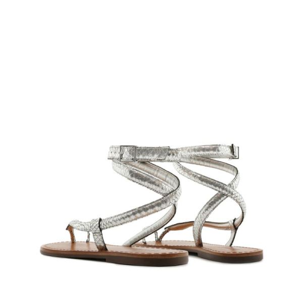 Schutz | Women's Courtney Metallic Leather Sandal-Light Silver