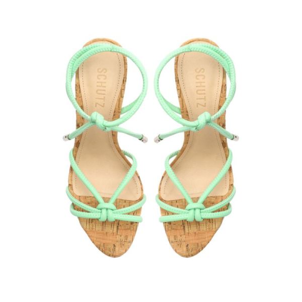 Schutz | Women's Suzy High Block Leather Sandal-Deep Mint