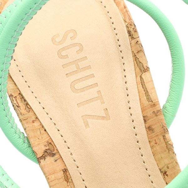 Schutz | Women's Suzy High Block Leather Sandal-Deep Mint