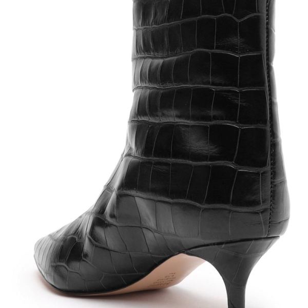 Schutz | Women's Maryana Lo Crocodile-Embossed Leather Boot-Black