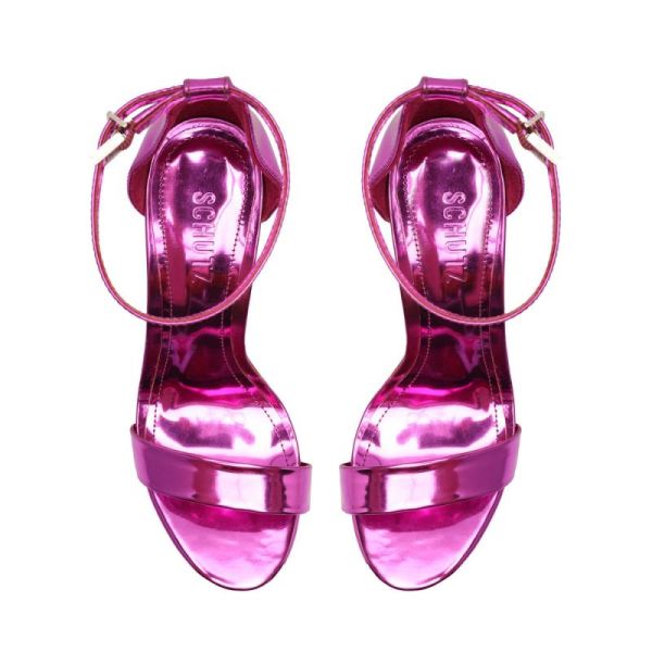 Schutz | Women's Cadey-Lee Platform Specchio Leather Sandal-Fucsia