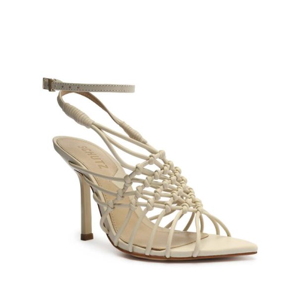 Schutz | Women's Tinah Leather&Nappa Sandal-Eggshell