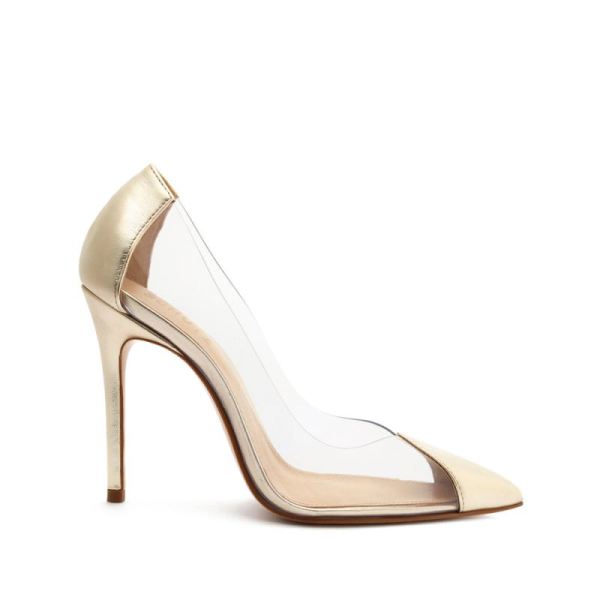 Schutz | Women's Cendi Metallic Leather&Vinyl Pump-Gold