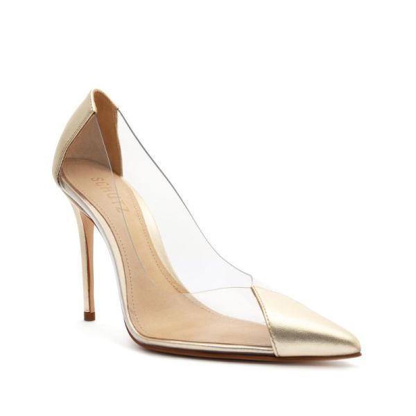 Schutz | Women's Cendi Metallic Leather&Vinyl Pump-Gold