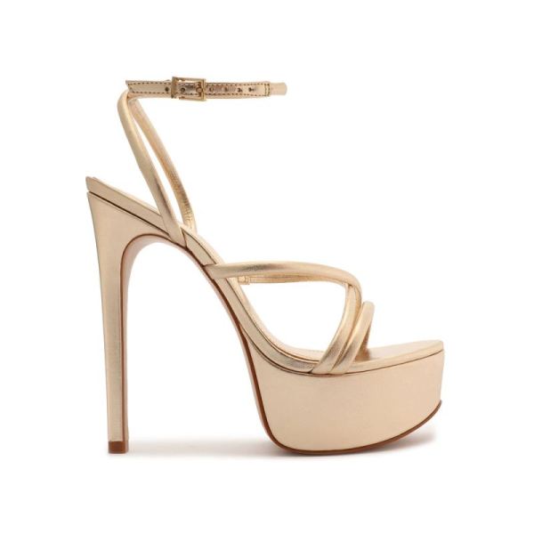 Schutz | Women's Zila Metallic Leather Sandal-Gold