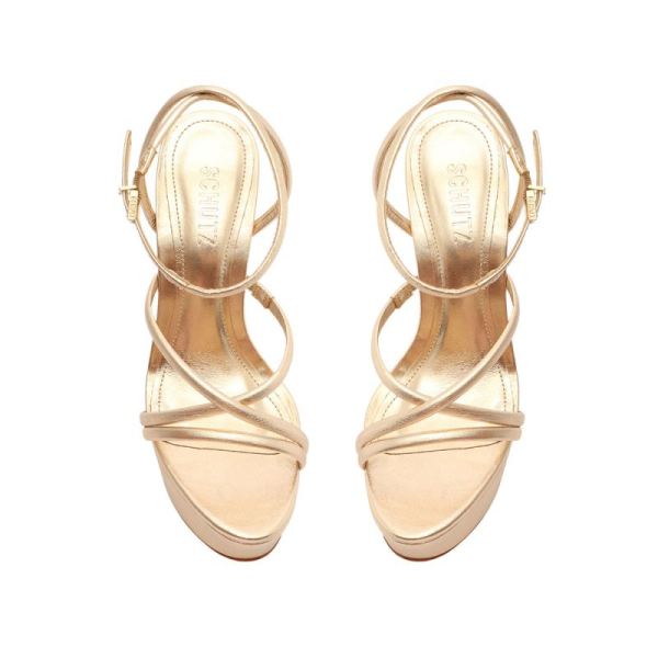 Schutz | Women's Zila Metallic Leather Sandal-Gold