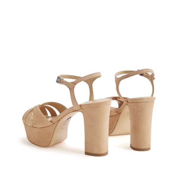Schutz | Women's Keefa Platform Sandal in Nubuck: classic one  -Honey Beige