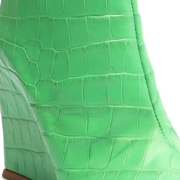 Schutz | Women's Asya Up Crocodile-Embossed Leather Boot-Gianni Green