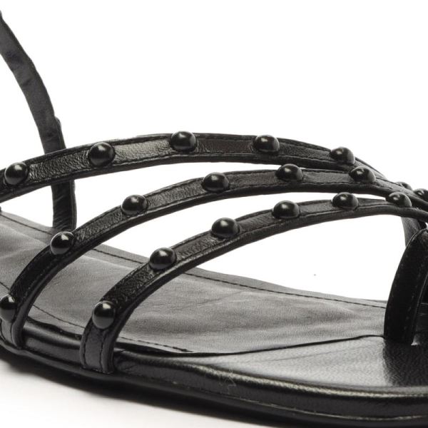 Schutz | Women's Anne Nappa Leather Flat Sandal-Black