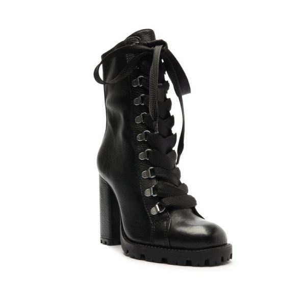 Schutz | Women's Zhara Up Leather Bootie-Black