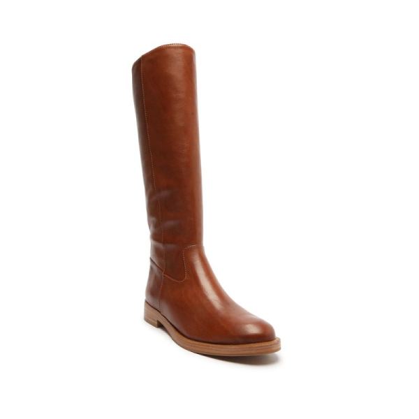 Schutz | Women's Goldie Leather Boot-Dark Caramel