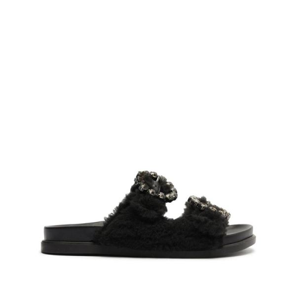 Schutz | Women's Ariel Winter Alpaca Hair Flat-Black