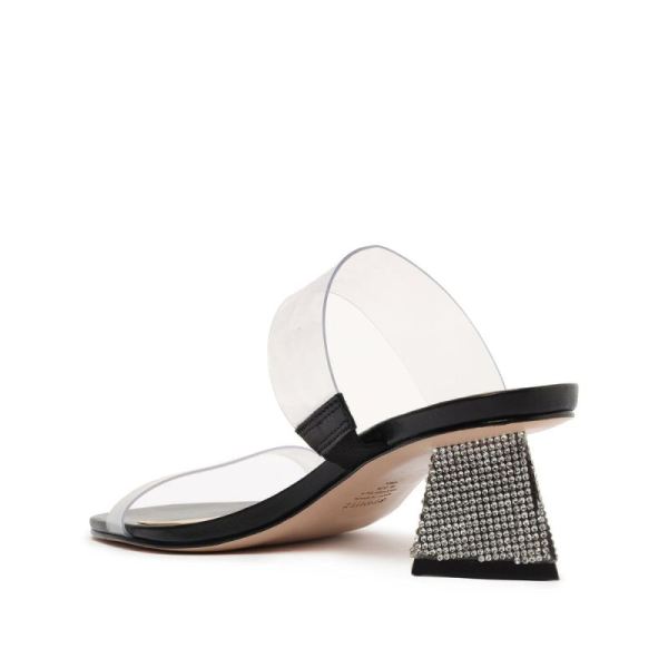 Schutz | Women's Ariellen Low Vinyl&Rhinestones Mule-Black