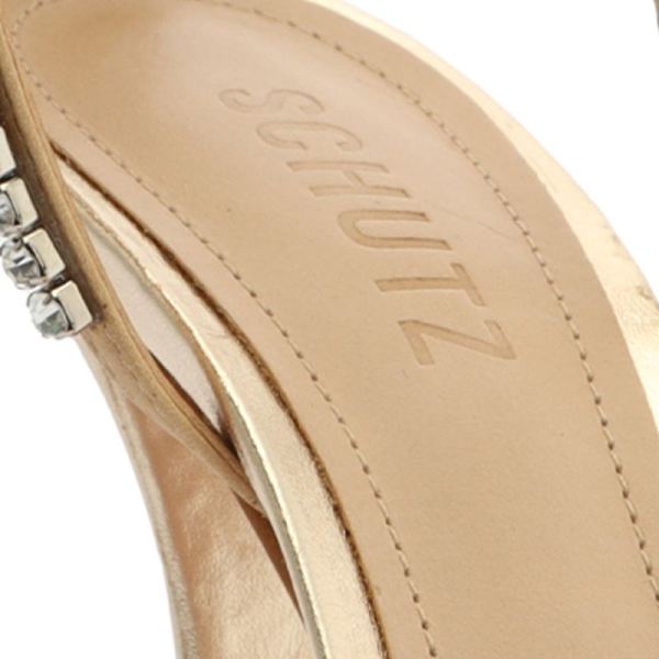 Schutz | Women's Renah Vinyl&Rhinestones Sandal-Platina Gold