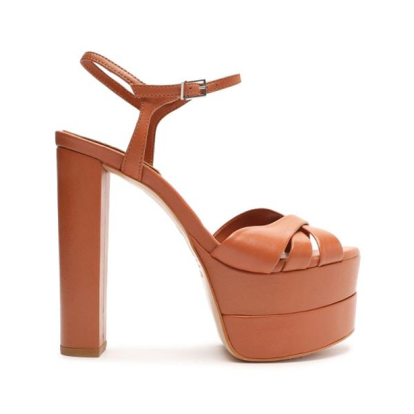 Schutz | Women's Keefa High Nappa Leather Sandal-Brown