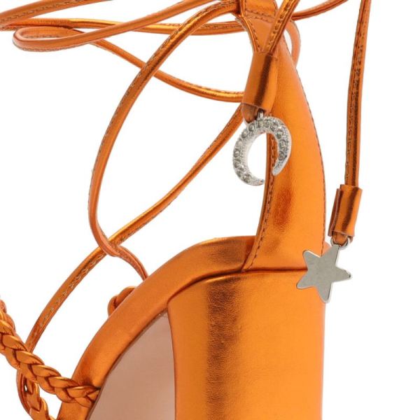 Schutz | Women's Lunah Metallic Nappa Leather Sandal-Orange