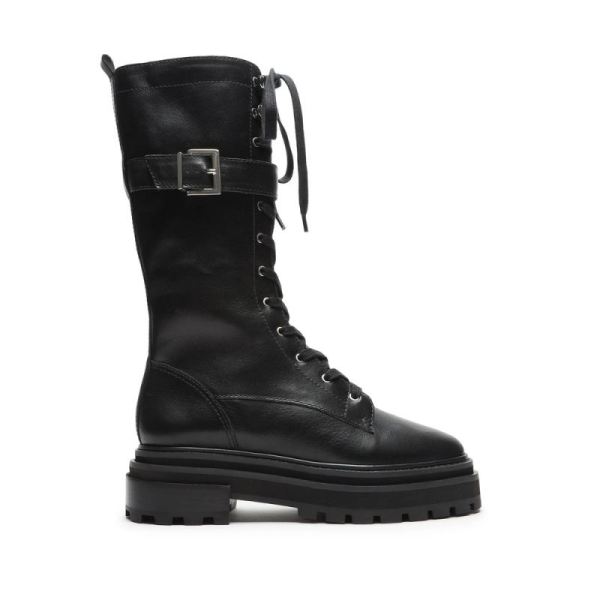 Schutz | Women's Moly Black Leather Combat Boot -Black
