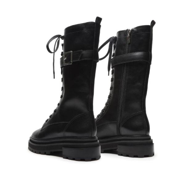 Schutz | Women's Moly Black Leather Combat Boot  -Black