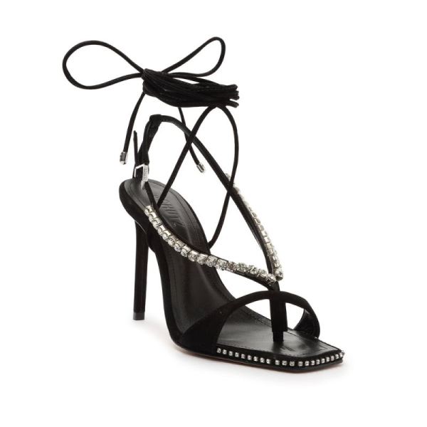 Schutz | Women's Vikki Crystal Nubuck Sandal-Black