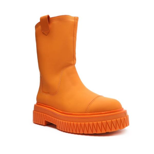 Schutz | Women's Jacy Leather Boot-Bright Tangerine