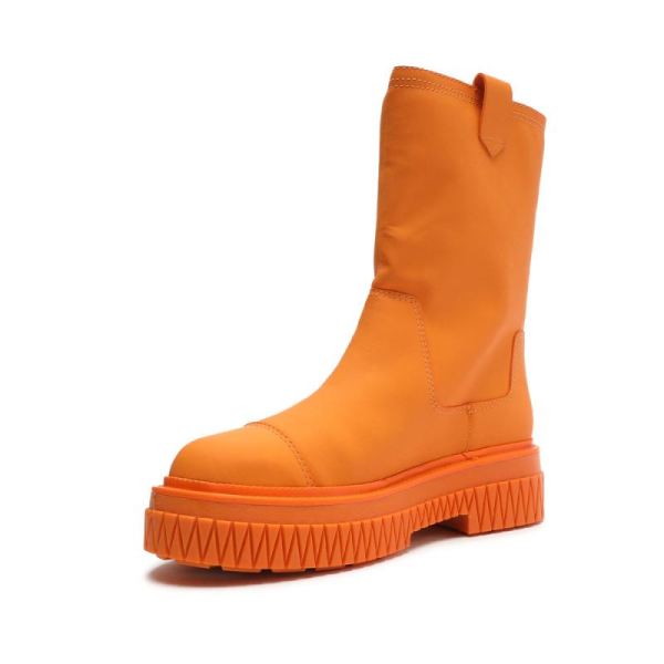 Schutz | Women's Jacy Leather Boot-Bright Tangerine