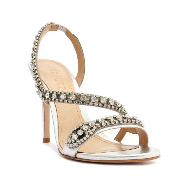 Schutz | Women's Court Metallic Sandal-Silver