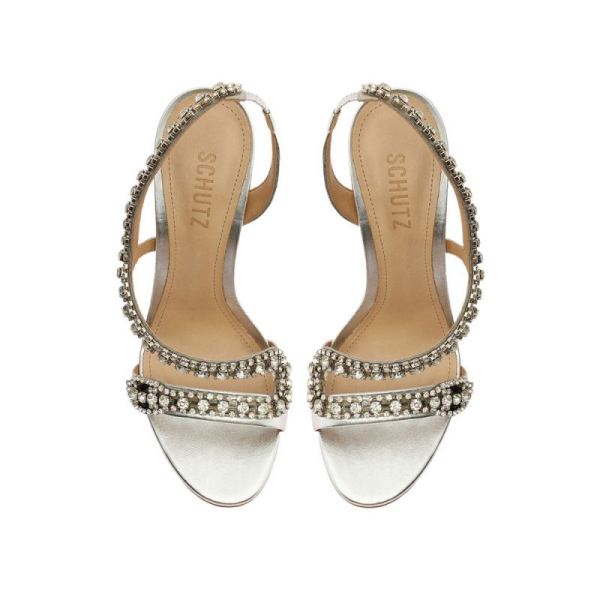 Schutz | Women's Court Metallic Sandal-Silver