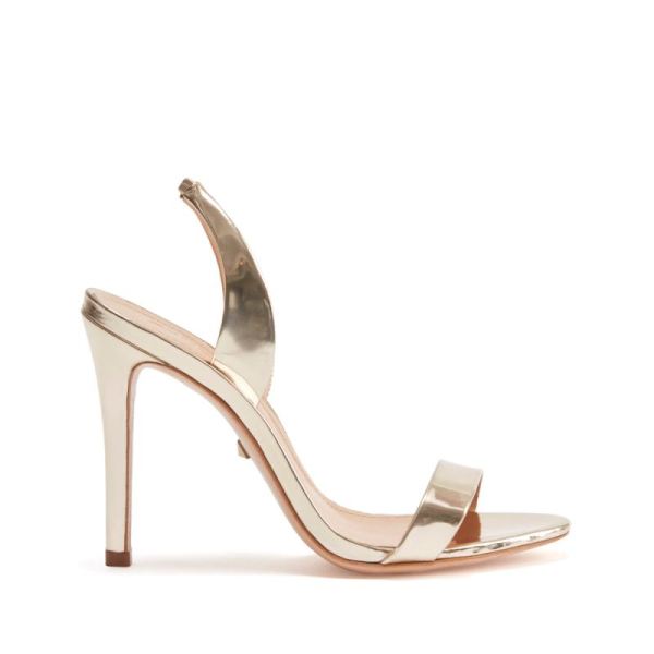 Schutz | Women's Luriane High Heel Metallic Sandal -Platina Gold