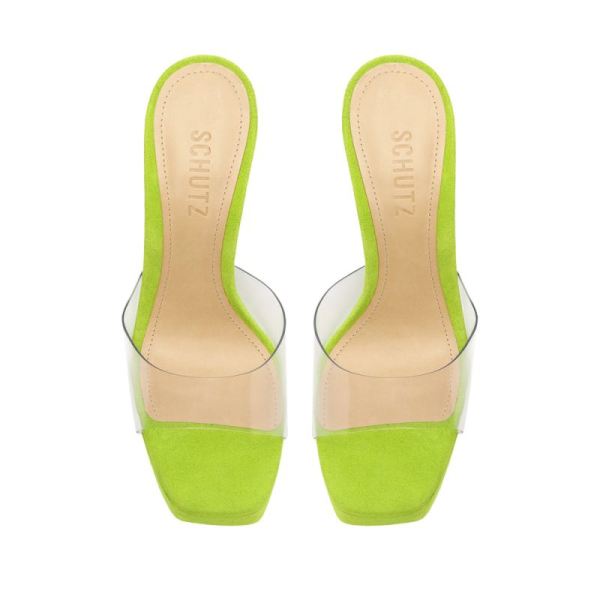 Schutz | Women's Haila Vinyl&Suede Sandal-Green