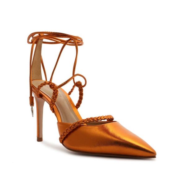 Schutz | Women's Lunah Metallic Nappa Leather Pump-Orange