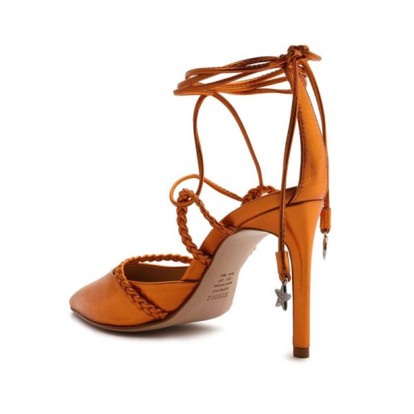 Schutz | Women's Lunah Metallic Nappa Leather Pump-Orange