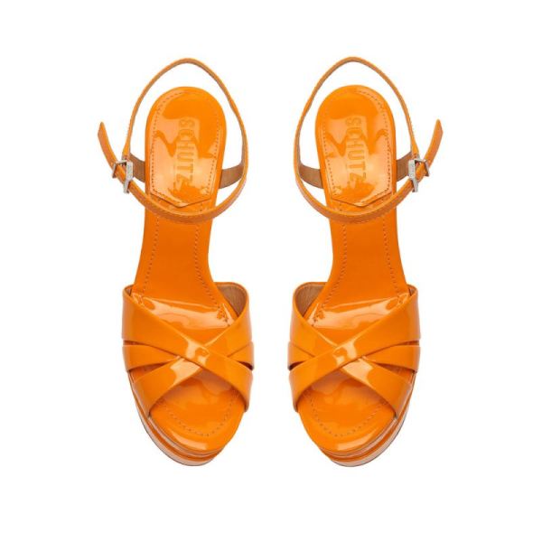 Schutz | Women's Keefa High Patent Sandal-Orange